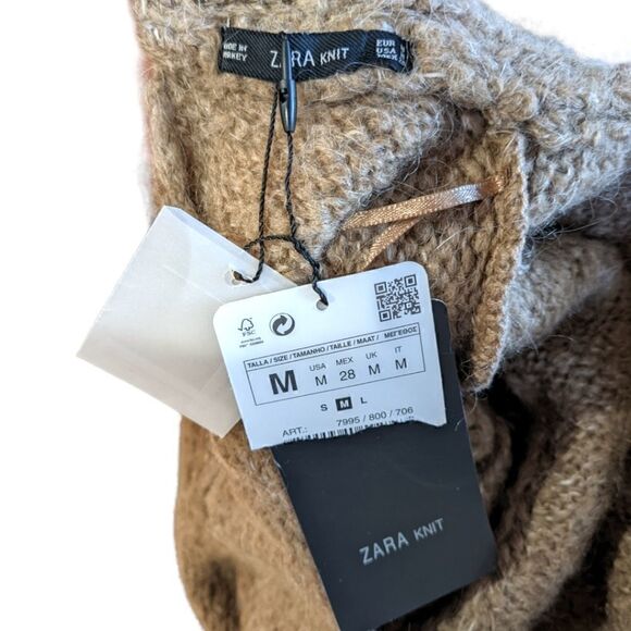 NWT Zara Knit Women's Mohair & Wool Blend Camel Textured Sweater Size M - Picture 5 of 6